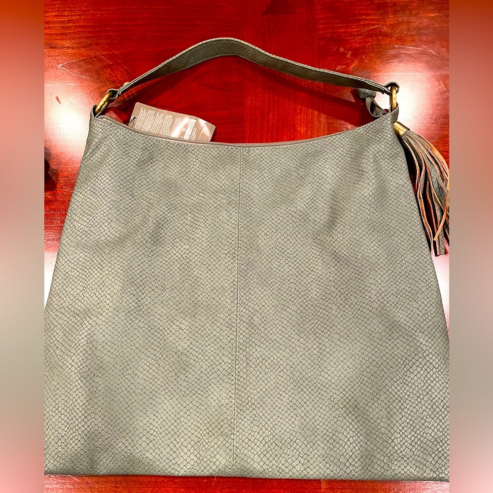 Khaki Leather Shoulder Bag with Removable Crossbody Strap NWT